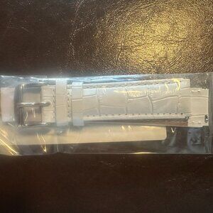 White Croco Genuine Leather Watch Band–20mm (w/ Built in Quick Release pins)